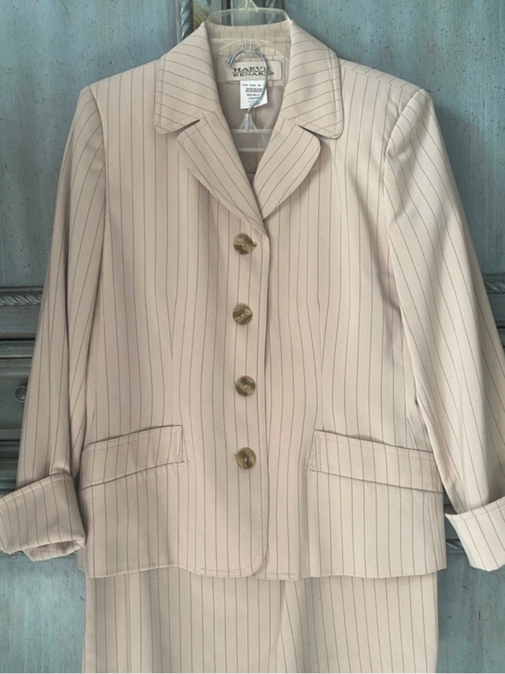 Harve Benard Women's Cream Pinstripe Jacket
